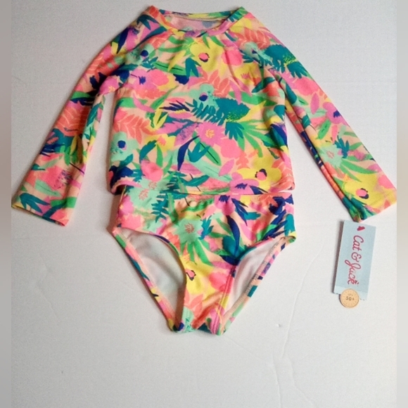 Cat & Jack Kids Swim Set - Multicolor Floral - Picture 7 of 10